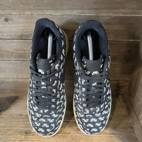 Mens Nike Air Frce‎ 1 Low 07 QS All Over Print Black Shoes Sneakers Size 10 M